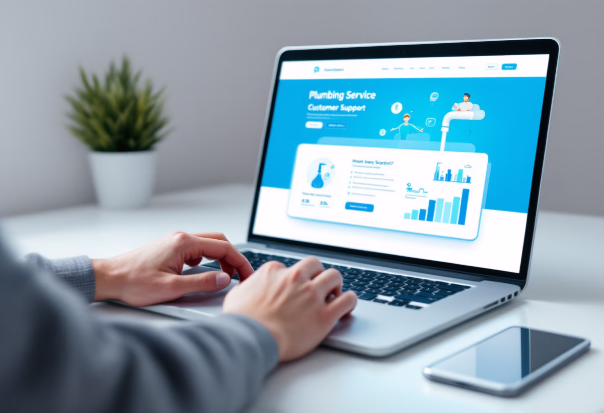 image of customer support interaction (for a plumbing service)